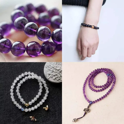 Vista 7 de Clearain Pulsera de Gemas Naturales 8 mm con Cuentas Redondas de Chakra, Cristal de Energía para Reiki, Curación Elástica y Elástica de 7 Pulgadas