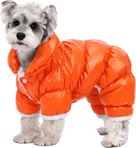 Vista 13 de AOFITEE Abrigo para perro, chaqueta impermeable para perro, abrigo de invierno para perros de cuerpo completo, traje de nieve, chaqueta acolchada a