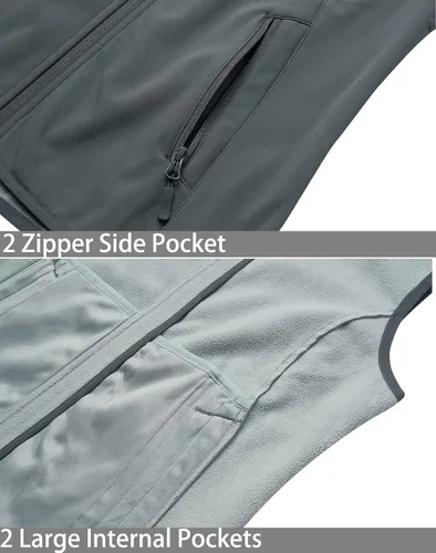 Vista 4 de fit space Chaleco ligero para mujer, chaleco suave sin mangas, resistente al viento, bolsillos con cremallera, ciclismo, senderismo, correr, golf