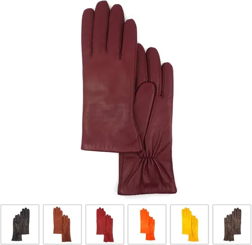 Vista 2 de Guantes de piel de cordero de napa para mujer con forro de cachemira cálido