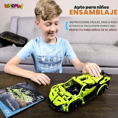 Vista 2 de WISEPLAY Kit de construcción de automóvil a control remoto, 453 piezas de juguete para niños de 8 a 10 años, gran auto a control remoto para niños