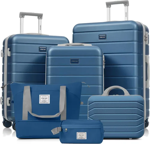 Vista 115 de Merax 3 piezas expandible ABS Hardshell equipaje Sets Spinner Wheel Maleta TSA Lock Suit Case, Apertura frontal negra, Juego de 2 piezas, Maleta
