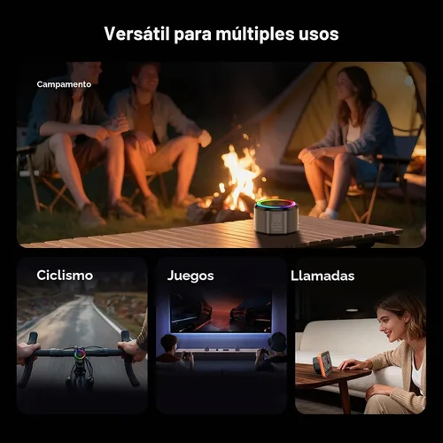 Vista 8 de Black Shark Altavoz Bluetooth magnético, mini altavoz inalámbrico portátil con carcasa de aleación de aluminio, luces RGB, emparejamiento TWS