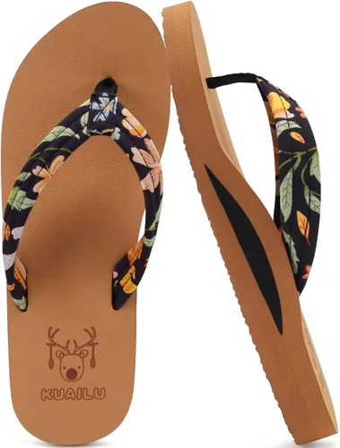Vista 10 de KuaiLu Chanclas con soporte de arco para mujer, cómodas, ligeras, suaves, acolchadas, para yoga, sandalias para caminar