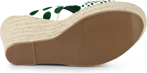 Vista 5 de Allegra K Sandalias de cuña con plataforma y tacón de lunares para mujer