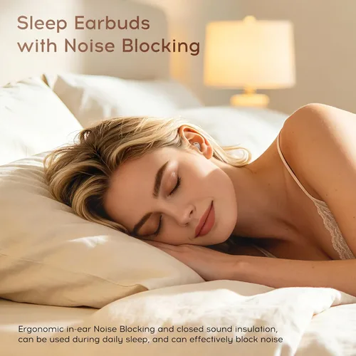 Vista 3 de Auriculares para dormir Bluetooth, auriculares para dormir de lado Beige