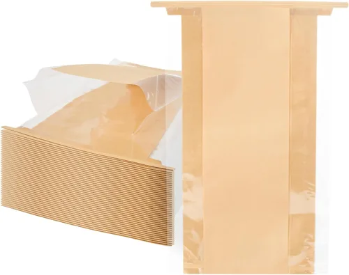 Vista 13 de Restaurantware -Bag Tek - Bolsas de corbata de estaño kraft de 4.6 x 3.5 x 12.5 pulgadas, 100 bolsas resellables para panadería, fondo plano