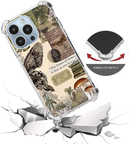 Vista 2 de Funda de teléfono con collage de mariposas estético compatible con iPhone 13 Pro Max, funda de collage de Fairy Naturecore para adolescentes