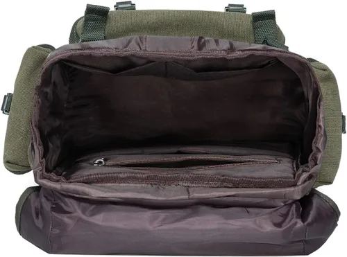 Vista 7 de KAUKKO Vintage Casual polyster and Leather Rucksack Backpack(18-CANVAS ARMYGREEN)