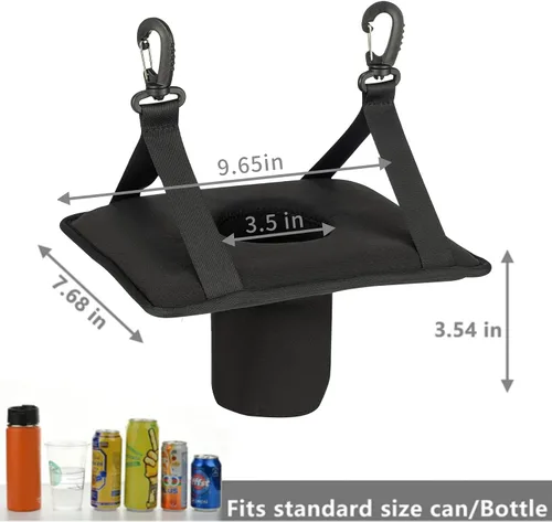 Vista 3 de Neopreno colgante sostenedor de la bebida para hamacas, hamacas, sillas de salón - negro