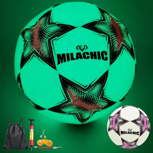 Vista 9 de Balón de fútbol que brilla en la oscuridad, tamaño 3/4/5 con bomba, bolas de fútbol luminosas brillantes, regalos para adolescentes, jóvenes