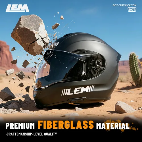 Vista 7 de LEM Cascos de motocicleta de cara completa, cascos para hombres, con certificado DOT, PINLOCK y DVS de doble visión, casco de motocicleta de calle