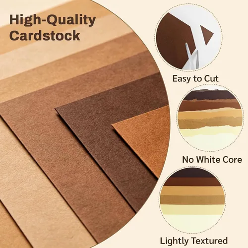 Vista 4 de 60 Sheets 8.5" x 11" Brown Cardstock, 6 Assorted Shades 250GSM/92lb Thick Construction Paper for Printer, Card Making, DIY Crafts, Scrapbooking