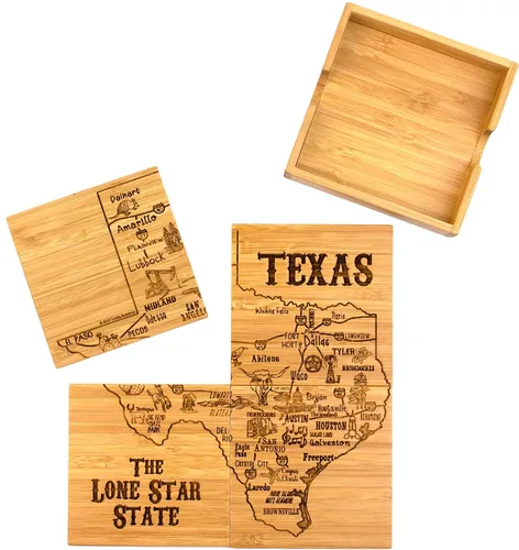Vista 9 de Totally Bamboo California State Puzzle - Juego de posavasos de bambú de 4 piezas con estuche