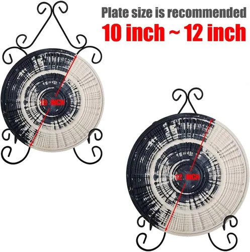 Vista 4 de YY YEARCHY Perchas para placas de pared de 8 a 12 pulgadas, platos de caballete para exhibir platos decorativos, fotos, libros, color negro, 1