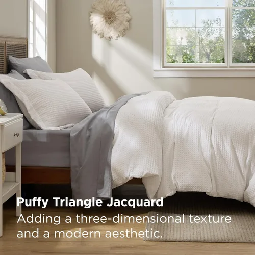 Vista 4 de Bedsure Funda de Edredón de Lujo Tipo Waffle Tamaño Queen - Juego de Funda de Edredón Texturizada, Suave, Juego de Ropa de Cama Transpirable