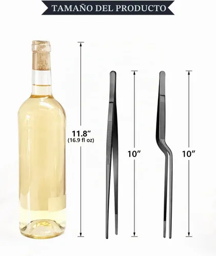 Vista 3 de Juego de pinzas de cocina de 10 pulgadas y pinzas compensadas, puntas dentadas de precisión, pinzas de chef profesional de acero inoxidable