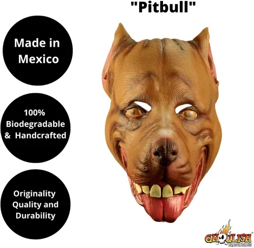 Vista 2 de Máscara de látex para perro Pitbull marrón para adulto, accesorio de disfraz de anime de dibujos animados, Marrón