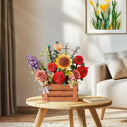 Vista 2 de Rompecabezas de Flores de Madera 3D para Adultos - Caja de Floración de Madera, Kit de Modelo de Manualidades DIY, Conjunto de Construcción