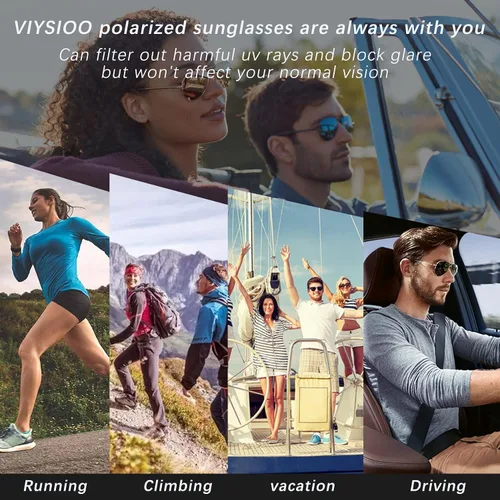 Vista 7 de VIYSIOO Gafas de sol de aviador para hombres y mujeres, gafas de sol polarizadas clásicas para hombres y mujeres, estilo retro moderno, protección