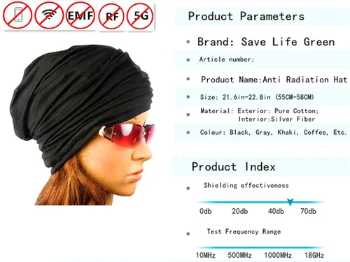 Vista 3 de SGL - Gorra antiradiación eficaz de protección de señal de fluctuación de eficiencia 99,99% para proteger el cerebro