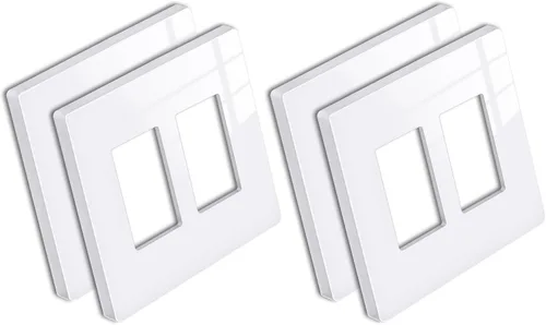 Vista 31 de BESTTEN Placa de pared sin tornillos de 5 segmentos, cubierta de enchufe decorador, placa decorativa para interruptor, serie blanca nieve brillante