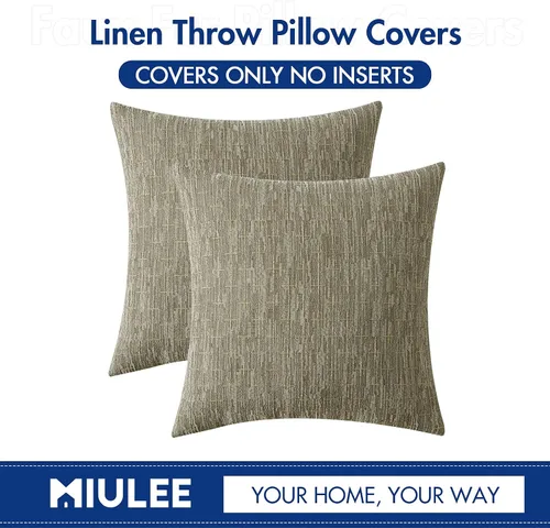 Vista 48 de MIULEE - Juego de 2 fundas de almohada decorativas de lino de arpillera navideñas, modernas, estilo campestre, rústicas, tejidas, con textura