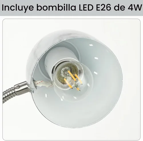 Vista 2 de Lámpara de mesa de diseños simples para cuidar los ojos, lámpara de escritorio básica de metal LED E26 con cuello de ganso flexible, lámpara de Negro