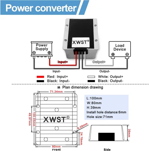 Vista 5 de Convertidor DC DC Reductor 30-90V 24v 48v 60v 72v a 24v DC Convertidor reductor reductor reductor 22A 528W DC Regulador de voltaje para carrito