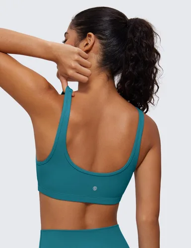 Vista 19 de CRZ YOGA Butterluxe - Mini brasier para mujer, cuello redondo, de bajo impacto, inalámbrico, deportivo, yoga, acolchado, para entrenamiento