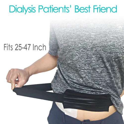 Vista 4 de Cinturón de diálisis peritoneal transpirable con bolsillo de malla, soporte para catéter PD, accesorios sin rebote para juego de transferencia