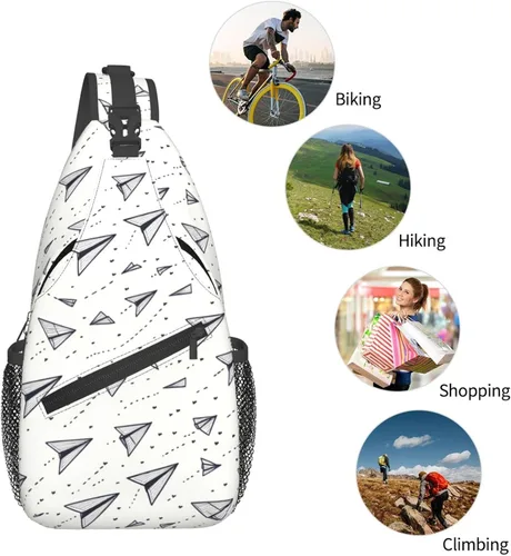 Vista 5 de Small Crossbody Bags for Women Men - Vintage Paper Airplane Print Adjustable Shoulder Bag Fanny Packs Belt Sling Bag Crossbody Purses Backpack for