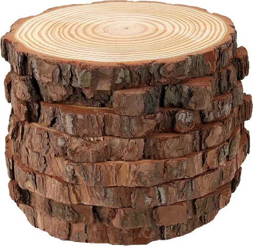 Vista 3 de HOZEON 8 piezas de rebanadas de madera natural de 8 a 9 pulgadas, rebanadas de madera rústicas lisas sin terminar, rebanadas de madera