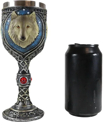 Vista 6 de Ebros Gift Alpha Grey Wolf Celtic Magic - Taza de cáliz de vino de 7 onzas, lobos de Timberwolf Direwolves, paquete de lobos para cocina, fiesta