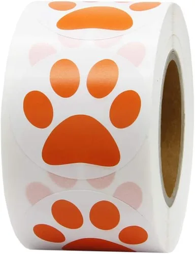 Vista 11 de Hcode Calcomanías redondas de 1.5 pulgadas con estampado de pata de oso negro, 500 unidades por rollo