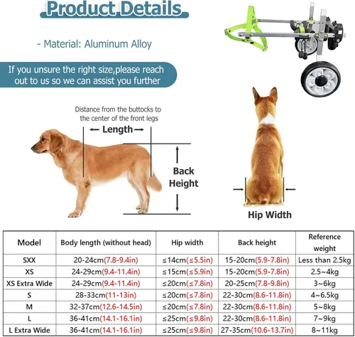 Vista 2 de Carrito ajustable para perros/silla de ruedas para patas traseras, sillas de ruedas para mascotas/perros con patas traseras discapacitadas, andador