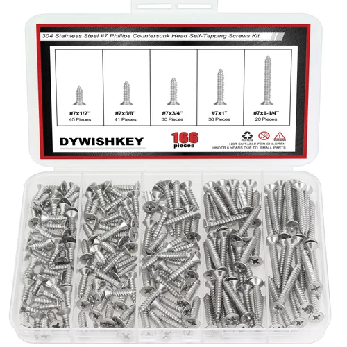 Vista 12 de DYWISHKEY Juego de 246 tornillos para madera – #2 x 1/4" 3/8" 1/2" 5/8" 3/4" tamaños surtidos – Kit surtido de tornillos