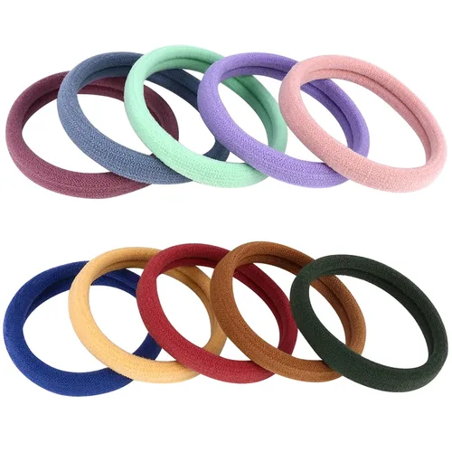 Vista 9 de 100 soportes grandes de algodón para cola de caballo, ligas para el cabello sin costuras, bandas elásticas para el cabello sin daños para cabello