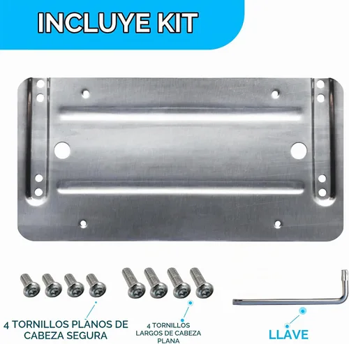 Vista 4 de Soporte de placa de parachoques trasero para Mercedes-Benz 2007-2025, juego de soportes de placa con 8 tornillos únicos y kit de llave, kit