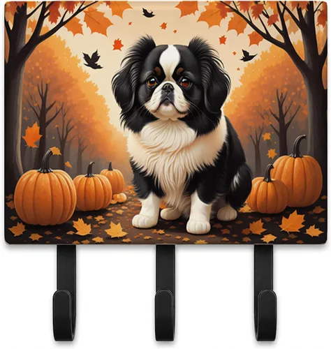 Vista 71 de Affenpinscher - Correa de otoño o llavero Affenpinscher Fall artwork on ceramic tile with three steel hooks for keys, leashes, towels