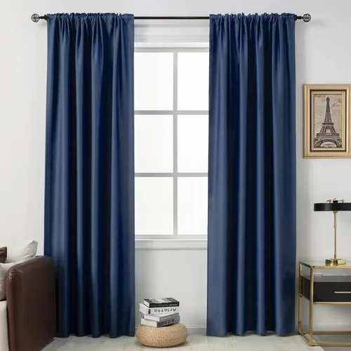 Vista 43 de DUALIFE Cortinas opacas de 45 pulgadas de largo, 2 paneles para ventanas pequeñas de dormitorio, aislamiento térmico, bolsillo para barra, cortinas