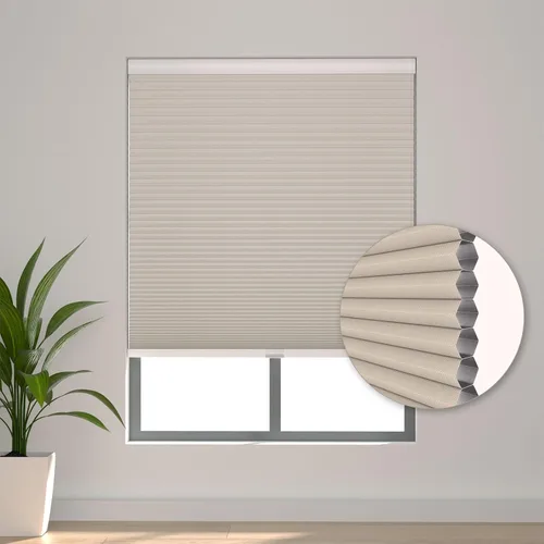 Vista 5 de Changshade - Persianas personalizadas de panal opacas sin cordones para ventanas interiores, persianas de panal para habitación con oscurecimiento