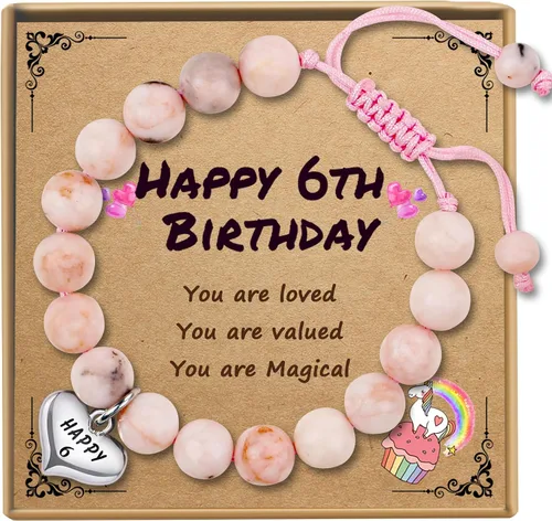 Vista 13 de Sereney Regalos de cumpleaños para niñas, pulseras de cuentas hechas a mano rosa para adolescentes