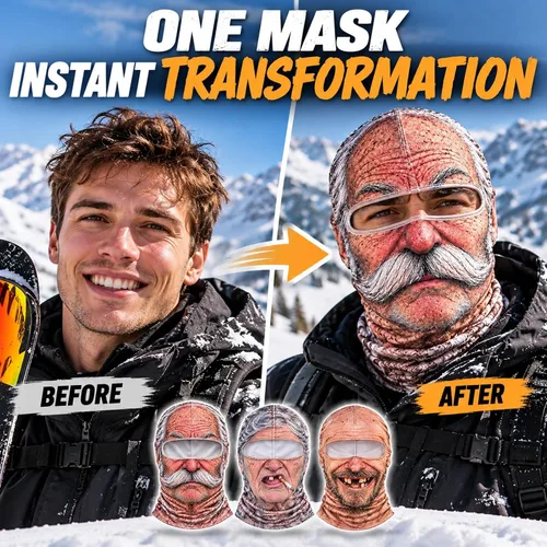 Vista 4 de Realistic Funny Ski Mask for Men Women, Old Man Frosty Face Ski Mask #A3