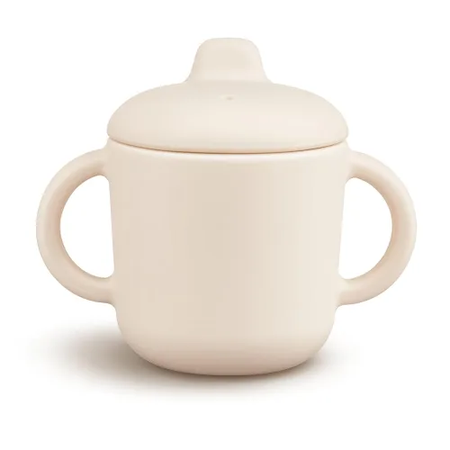 Vista 9 de Vasos para sorber con asas, pequeños vasos de silicona a prueba de fugas, 5 onzas, antiderrames, para niños pequeños (azul polvo)