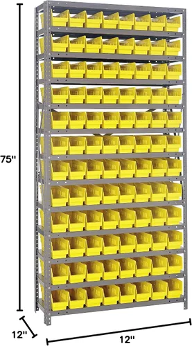 Vista 141 de Quantum QSBU-245BK Heavy Duty Shelving Unit with (7) Shelves and (24) QUS245 Black Bins for Garage Warehouse Storage Distribution 400 lb Load