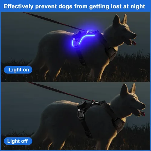 Vista 6 de Light Up Dog Harness, No-Pull Led Dog Harness Rechargeable, Glow in the Dark, LED Dog Vest Reflective, Adjustable & Comfort Padded Lighted Dog