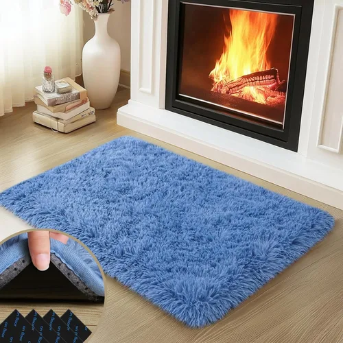 Vista 70 de Mugorn - Alfombras suaves y esponjosas de 2 x 3 pies para el hogar, alfombra pequeña con 4 mallas antideslizantes, color negro, 2 x 3 pies