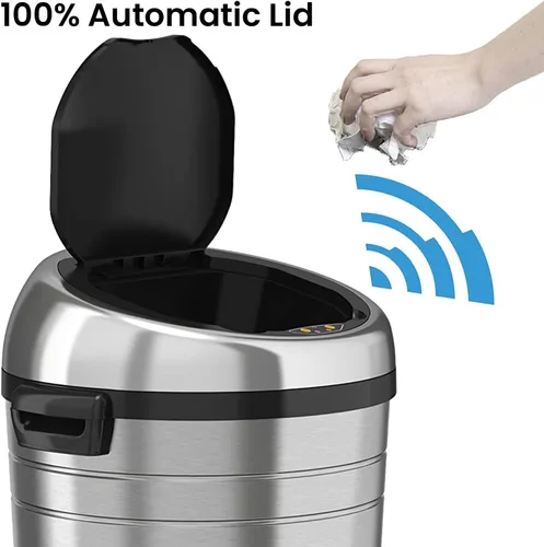Vista 2 de iTouchless Cubo de basura sin contacto de tamaño comercial de 23 galones con sistema de control de olores AbsorbX, acero inoxidable, cubo de basura