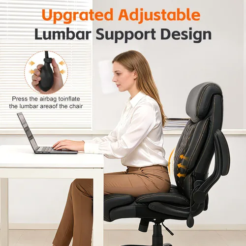 Vista 3 de BOSMILLER Silla de oficina grande y alta, sillas ejecutivas de alta resistencia con soporte lumbar ajustable para dolor de espalda, silla